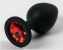 AP-01-L-black-red больш Силиконовая анальная пробка L черная с красным стразом MassX 1.2.2