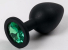 AP-01-L-black-green больш Силиконовая анальная пробка L черная с зеленым стразом MassX 1.2.2